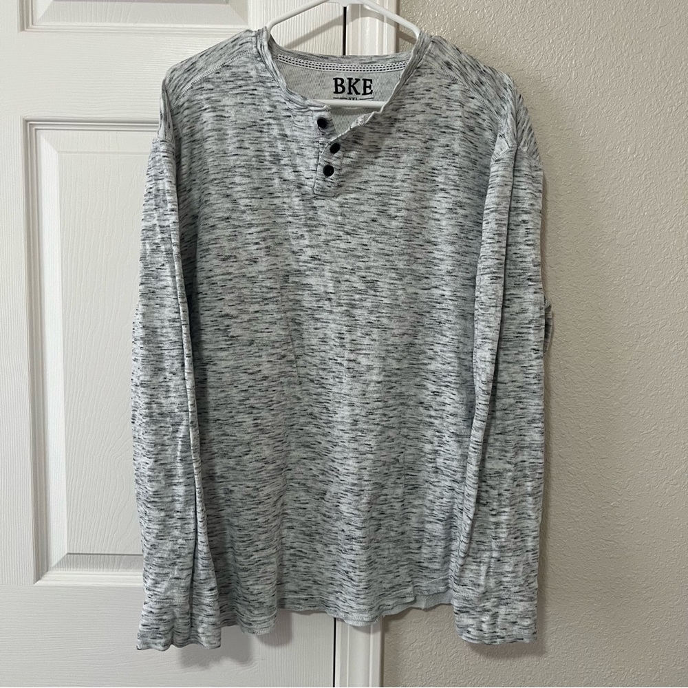BKE Gray Slub Knit Long Sleeve Henley Shirt Men’s XXL